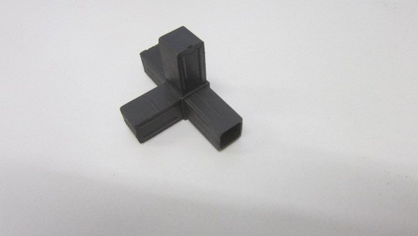 Kunststoff T-Verbinder + 1 Abgang für 20x20x1,5mm Vierkantrohr